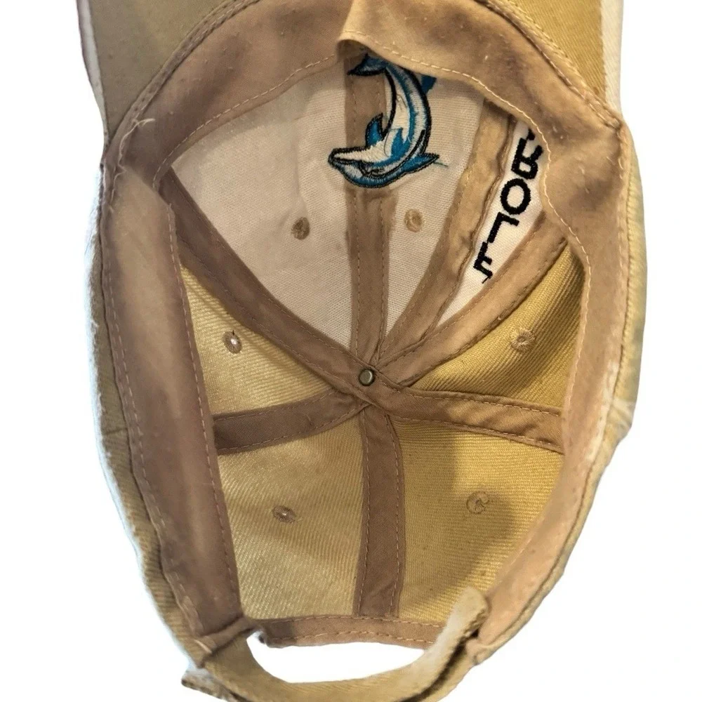 Florida Souvenir Hat Khaki Tan Blue Dolphin Palm Tree Beach Baseball Cap Mens